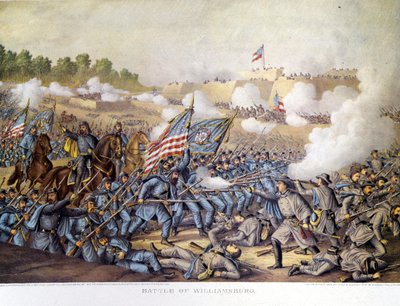 内战（1861 - 1865），美国内战：05/05/1862。 威廉斯堡战役。 雕刻。 作者 未知艺术家