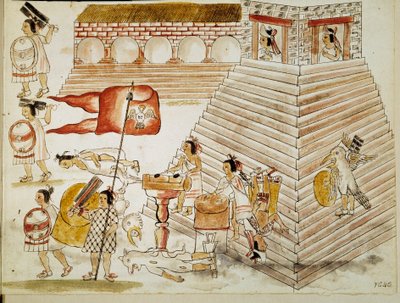 Conquete of Mexico: destruction of Tenochtitlan, capital of the Aztec empire, by the armees of the conquistador Hernan Cortes (Hernando Cortez) (1485-1547) on 24/06/1520”” Miniature from a manuscript 作者 未知艺术家