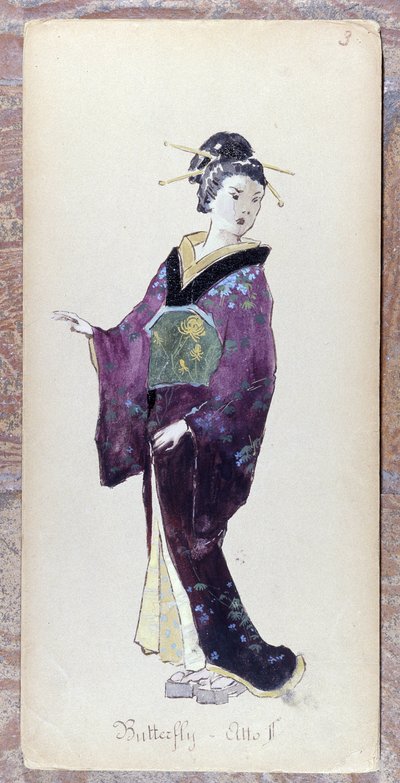 1904 年贾科莫-普契尼（Giacomo Puccini）创作《蝴蝶夫人》第二幕时的服装。米兰斯卡拉博物馆收藏。 作者 未知艺术家