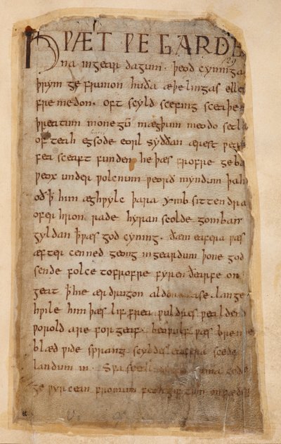 Cotton Vitellius A.XV.132 《贝奥武夫》的开头 作者 未知艺术家