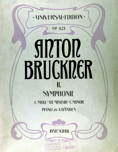 安东·布鲁克纳（Anton Bruckner）第二次C小调交响曲乐谱的封面 作者 未知艺术家