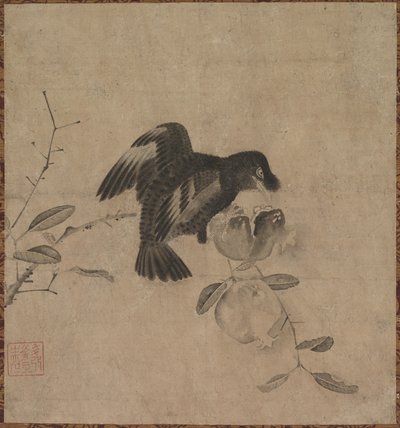 石榴上的乌鸦 作者 未知艺术家