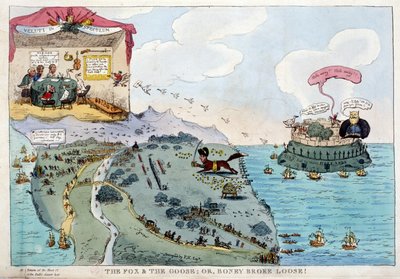 关于拿破仑·波拿巴的英语漫画 - 在拿破仑一世，漫画，假人收藏。 1814 - 1815 年。 作者 未知艺术家