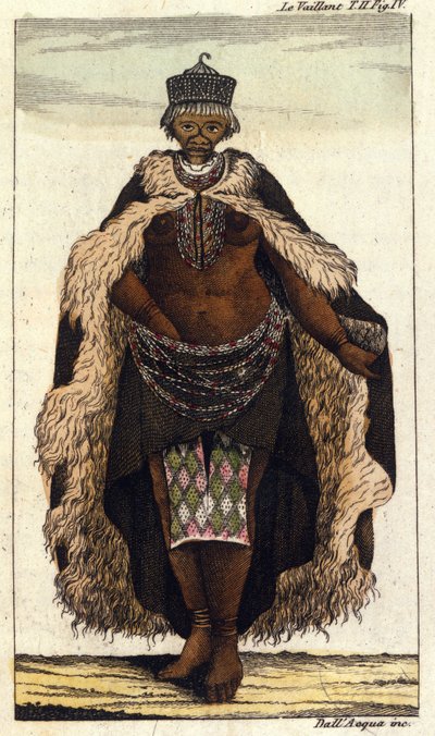 南非霍屯督部落的女性成员，1820 年版画。 作者 未知艺术家