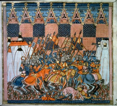 第一次十字军东征：1099 年 Godefroy de Bouillon（1058-1100）率领的十字军围攻和占领耶路撒冷。“海外编年史”的缩影，14 世纪巴黎，B.N. 作者 未知艺术家
