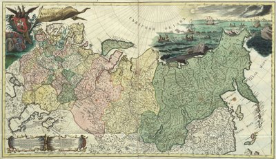 第一幅俄罗斯帝国总图 - 无名大师 - 1745 - 铜版画、水彩画 - 圣彼得堡科学院 作者 未知艺术家