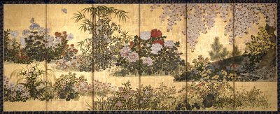 花与蝴蝶（纸本水墨设色金箔） 作者 未知艺术家
