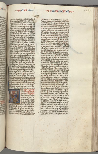 Fol.357r，俄巴底亚书，首字母为 V 的史料，俄巴底亚和一个犹太人在讨论 作者 未知艺术家