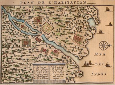 Francois Leguat在罗德里格斯岛的定居地图 - Le plan de l