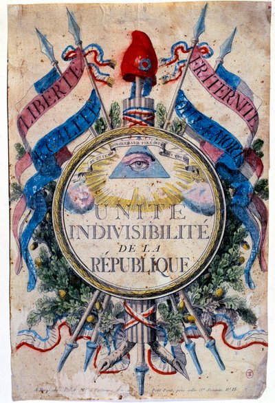 French Revolution: “” Liberte, egalite, fraternity or death. Unite indivisibilite of the republic”, the revolutionary symbols 作者 未知艺术家