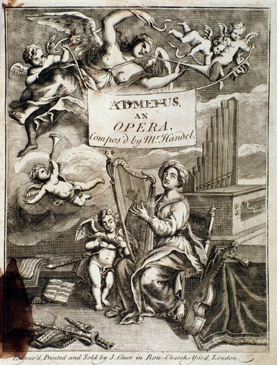 阿德米特斯 "歌剧的头版，由乔治-弗里德里希-亨德尔（或亨德尔）（1685-1759）创作 "版画。18世纪。博洛尼亚，公民音乐博物馆 作者 未知艺术家