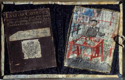 葡萄牙诗人Luis Vaz de Camoes的诗集的封面，该诗集被称为Camoans（1525-1580）。诗人被囚禁在那里。里斯本，国家古代艺术博物馆 作者 未知艺术家