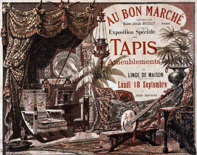 家具和家具地毯 - 19 世纪后期“Le bon Marche”商店的广告。 作者 未知艺术家
