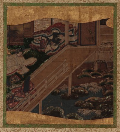花园和室内：一位艺术家为一位女士画肖像 作者 未知艺术家