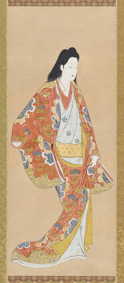 身穿橙色朱红色连衣裙的女孩 作者 未知艺术家