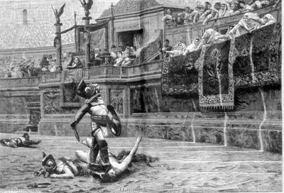 J L Gerome 绘画后罗马时代的角斗士之战 作者 未知艺术家