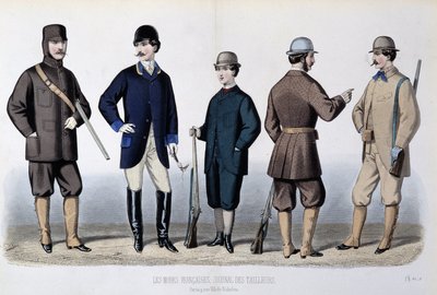 狩猎服，"Le Journal des tailors"。 作者 未知艺术家