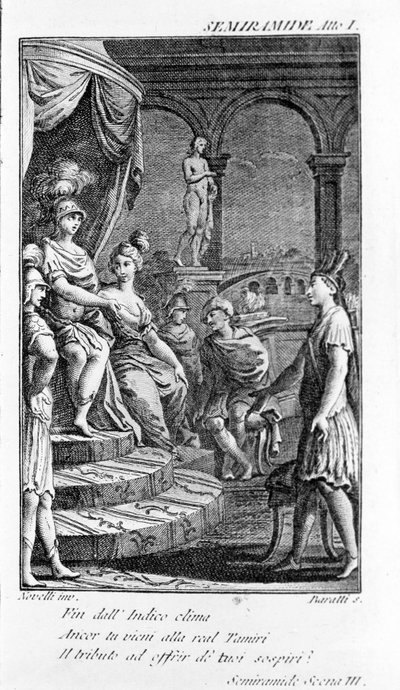Illustration of Sémiramis, opera by Antonio Salieri (1750 - 1825). Booklet by Pierre Metastase (or Pietro Metastasio). Act I, sc. III. 作者 未知艺术家