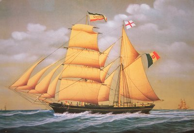 意大利双桅船 "Amalia"，19世纪后半叶（彩色平版印刷）。 作者 未知艺术家