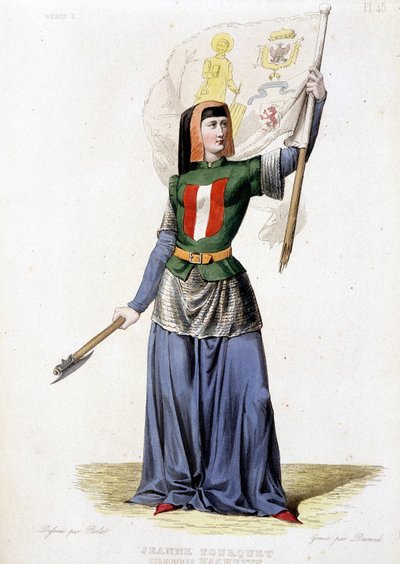 贞德-赖斯内，又名贞德-福凯，绰号贞德-哈切特，法国女英雄（1456年至？ 1835年的雕刻作品。 作者 未知艺术家