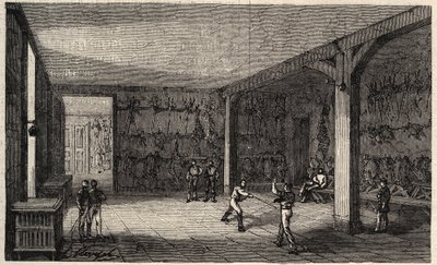 1873年的巴黎综合理工学院--击剑沙龙--1873年在 "杰出世界 "上的版画 作者 未知艺术家