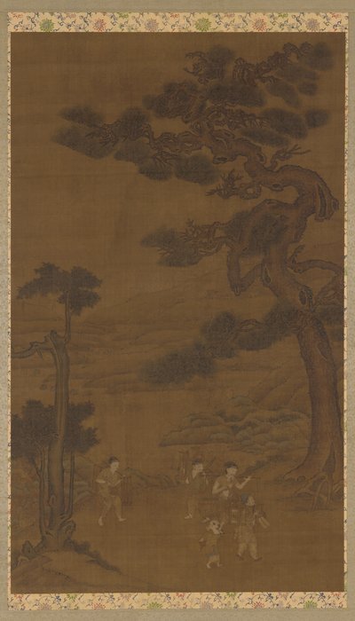 风景：大松树下的手工艺人 作者 未知艺术家