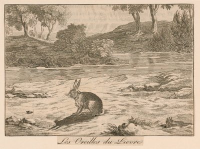 拉封丹寓言中的 "Les Oreilles du Lieure"（"Les Oreilles du Lieure"）。 作者 未知艺术家