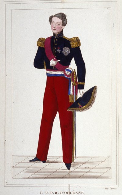 路易斯·查尔斯·菲利普·德奥尔良，内穆尔公爵。 法国王子（1814 年至 1896 年），一世国王路易·菲利普（Louis-Philippe）的儿子。 1850 年的雕刻 作者 Unknown artist