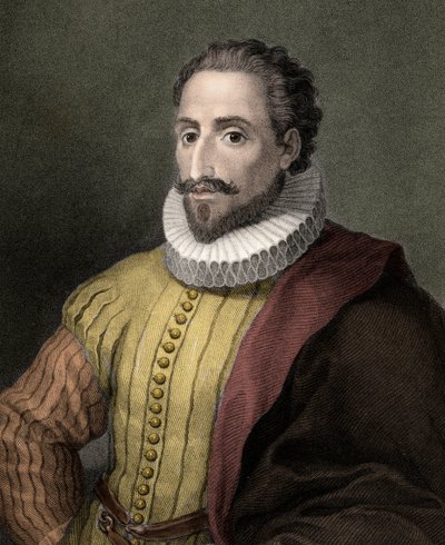 Miguel de Cervantes Saavedra 1547-1616 - 雕刻 - 19 世纪 作者 未知艺术家