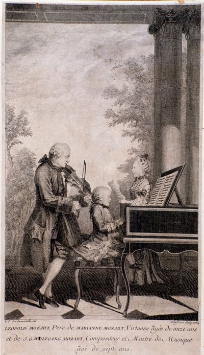 莫扎特家族巡演（雕刻，1777 年后） 作者 未知艺术家