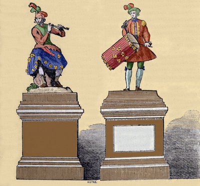 Musicians automatons: “” The traversiere flute player”” (1737) and the “” Tambourine player” (1738). They are made by Jacques de Vaucanson (1709-1782), French engineer. 作者 未知艺术家