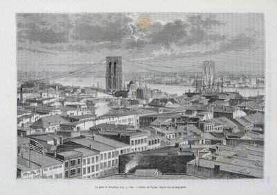 建设中的纽约和布鲁克林大桥 - 在“世界巡回演唱会”，第二节。 1881年 作者 未知艺术家