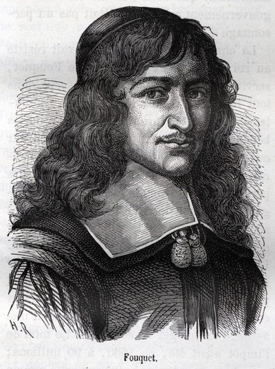 尼古拉-富凯（1615 - 1680），法国政治家。雕刻自亨利-马丁的《法国历史》，日期为19世纪。19世纪。 作者 未知艺术家