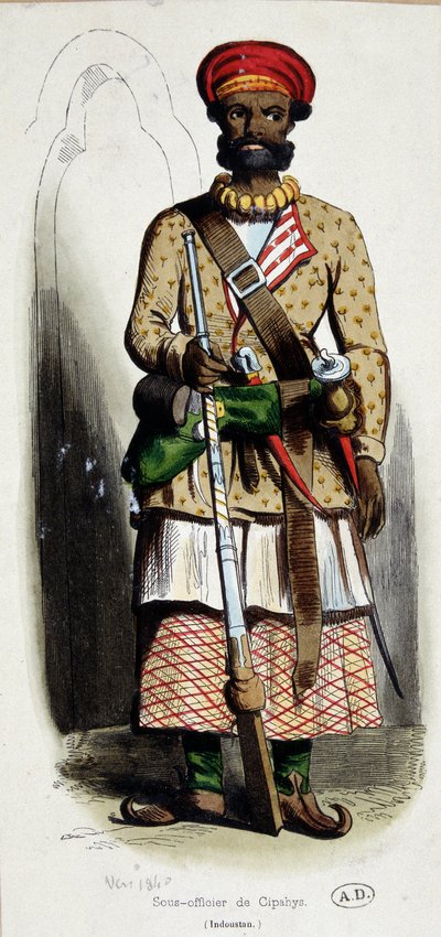Non-commissioned officer (sub-officer) cipaye (India) - engraving 作者 未知艺术家