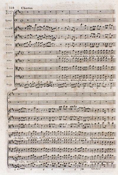 Page of the score of the chorus “” Hallelujah”” in 