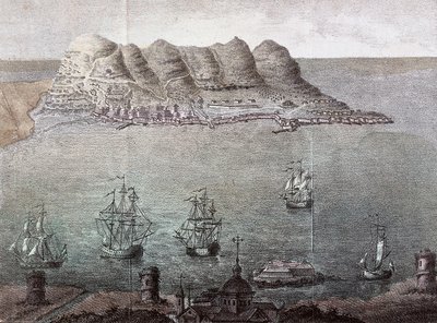 直布罗陀和底特律的全景图。19世纪马德里，国家图书馆 作者 未知艺术家