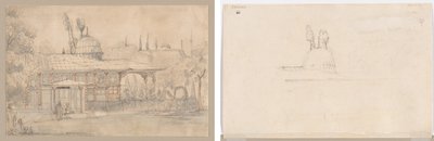 清真寺附近的亭子（正面 清真寺附近的亭子草图（背面） 作者 未知艺术家