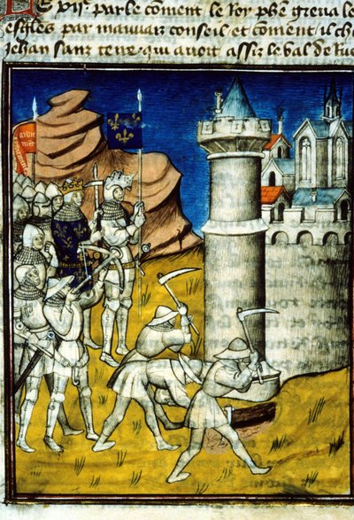 菲利普二世奥古斯特 (1165-1223) 一部 Chinon - 14 世纪后期“圣但尼大编年史”中的缩影。 (ref. 512, 237r) 向图卢兹市政图书馆申请授权（电话：05 62 27 66 66） 作者 未知艺术家