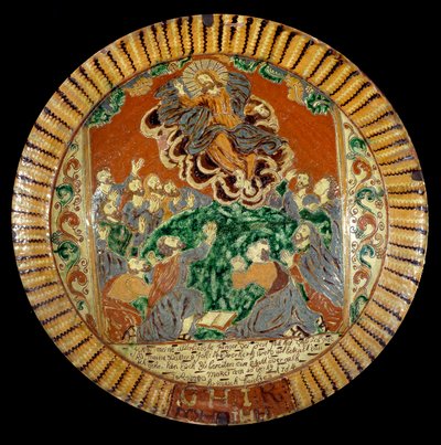 代表基督升天的涂漆地球板。 1752. Sevres，国立陶瓷博物馆 作者 未知艺术家