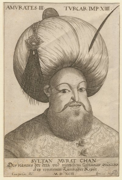 Portrait de Mourad III (1546-1595), sultan ottoman - Murad III (1546-1595), Sultan of the Ottoman Empire - Anonymous - 1593 - Etching - 18,5x12,3 - Private Collection 作者 未知艺术家
