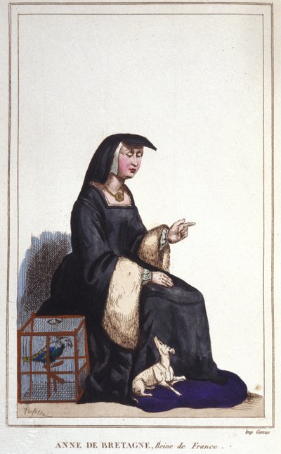 Portrait of Anne of Brittany (1476-1514), Queen of France, wife of Charles VIII then Louis XII. Engraved from 1830 作者 未知艺术家