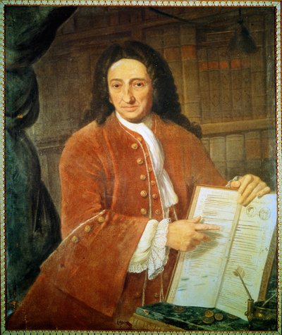 Apostolo Zeno (1668 - 1750) 的肖像，剧作家和诗人。 作者 未知艺术家