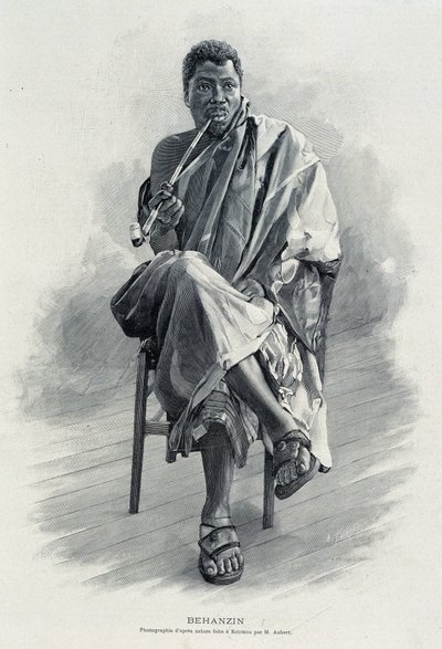 达荷美（今贝宁）国王贝汉津（1844-1900）的肖像。 作者 未知艺术家