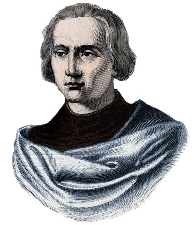 克里斯托弗-哥伦布（Christopher Columbus, Cristoforo Colombo, Cristobal Colon）（1451-1506）的肖像 19世纪的版画 作者 未知艺术家