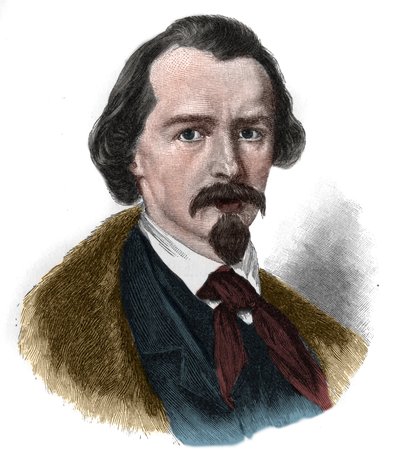 伊曼纽尔-冯-盖贝尔（1815-1884）德国诗人和剧作家的画像。 作者 未知艺术家