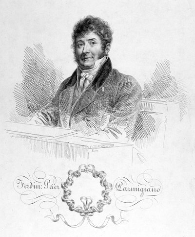 Ferdinando Paer (1771 - 1839) 的肖像。 他是拿破仑一世的教堂主人，然后是歌剧喜剧的导演。 作者 未知艺术家