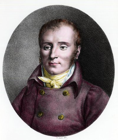 Francois Xavier Bichat (1771 - 1802) 的肖像，法国医生。 18 世纪的雕刻。 私人收藏。 作者 未知艺术家