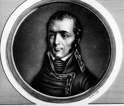 Guillaume Marie-Anne Brune (1763-1815) 的肖像，法国元帅。 版画《法国大革命历史绘画全集，三卷》。””1804 年。 作者 未知艺术家