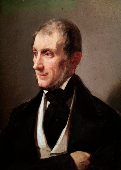 意大利小说家和诗人托马索格罗西（1790-1853）的肖像画。 19 世纪米兰，米兰博物馆 - 意大利诗人和小说家托马索格罗西 1790-1853 的肖像。 匿名绘画 作者 未知艺术家