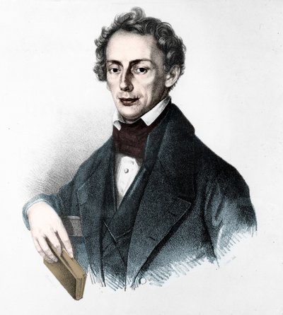 约翰-克里斯蒂安-多普勒（1803-1853）的画像。奥地利物理学家。19世纪的雕版画。 作者 未知艺术家